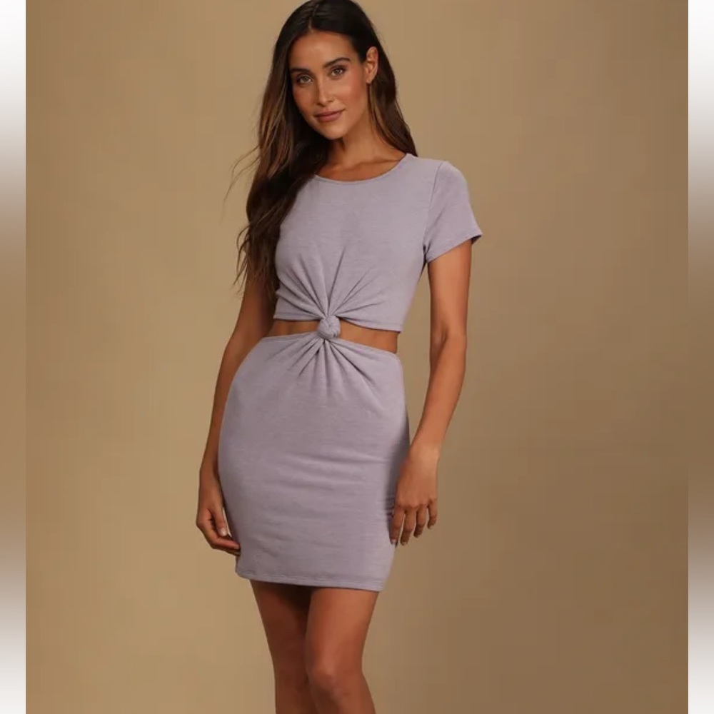Lulus Knotty but Nice Light Purple Knotted Cutout T-Shirt Dress